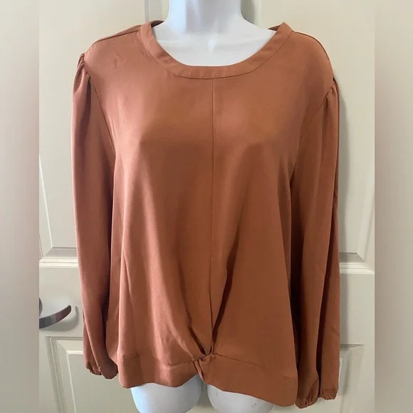 Nine West Elegant Tan Women's Twist Front Top - Picture 2 of 4